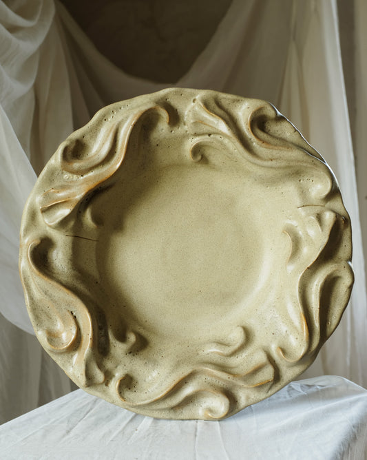 Second Sorted Ceramics - Floral Relief Bowl - Sand